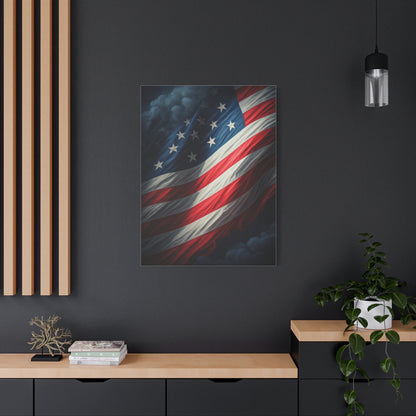 Stormlit American Flag Strength Wall Art & Canvas Prints