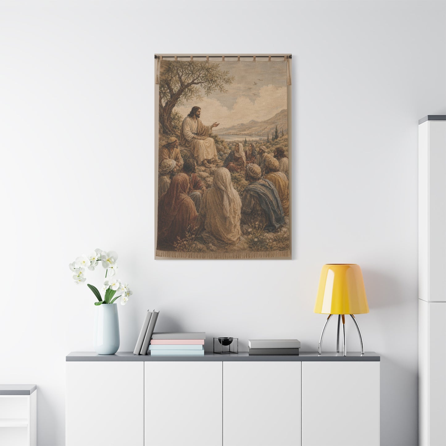 Sermon on the Hillside Tapestry Wall Art & Canvas Print