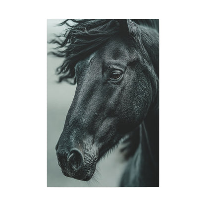 Black Stallion Close Portrait Wall Art & Canvas Print