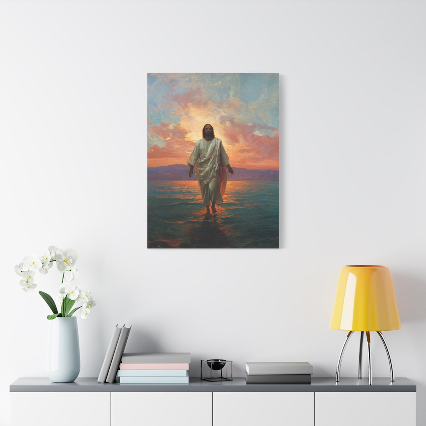 Jesus Walking on the Sea at Sunset Wall Art & Canvas Print
