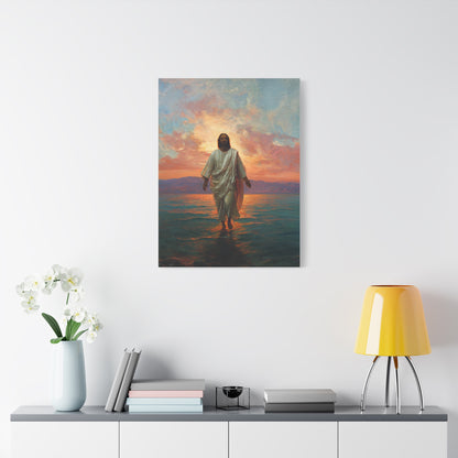 Jesus Walking on the Sea at Sunset Wall Art & Canvas Print