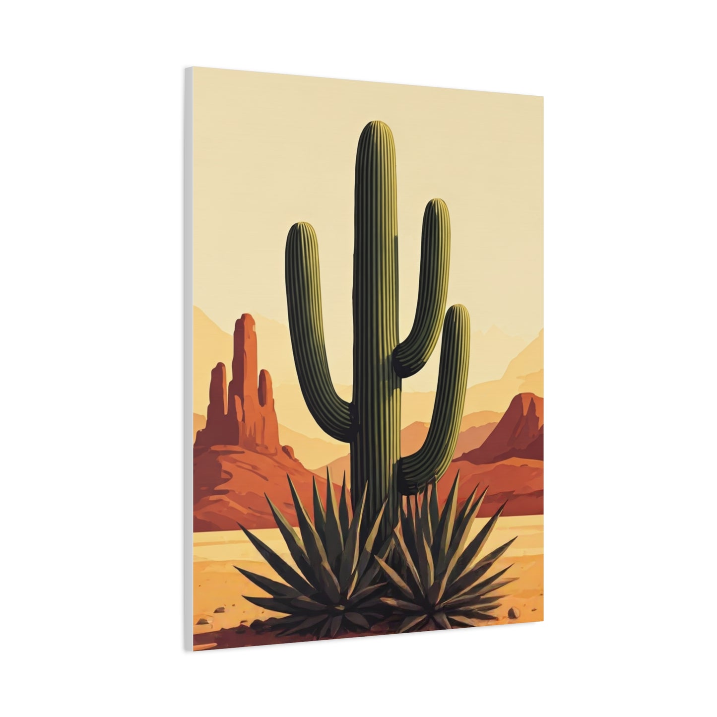 Red Mesa Desert Cactus Landscape Wall Art & Canvas Prints