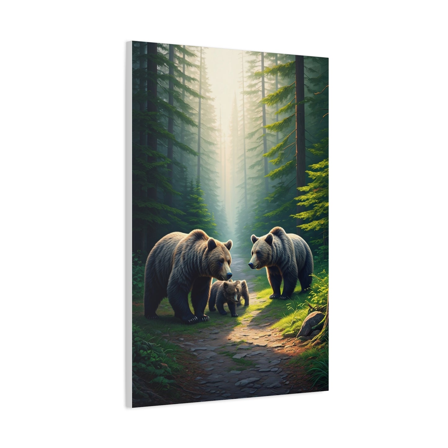 Bear Family Forest Path Scene Wall Art & Canvas Prints