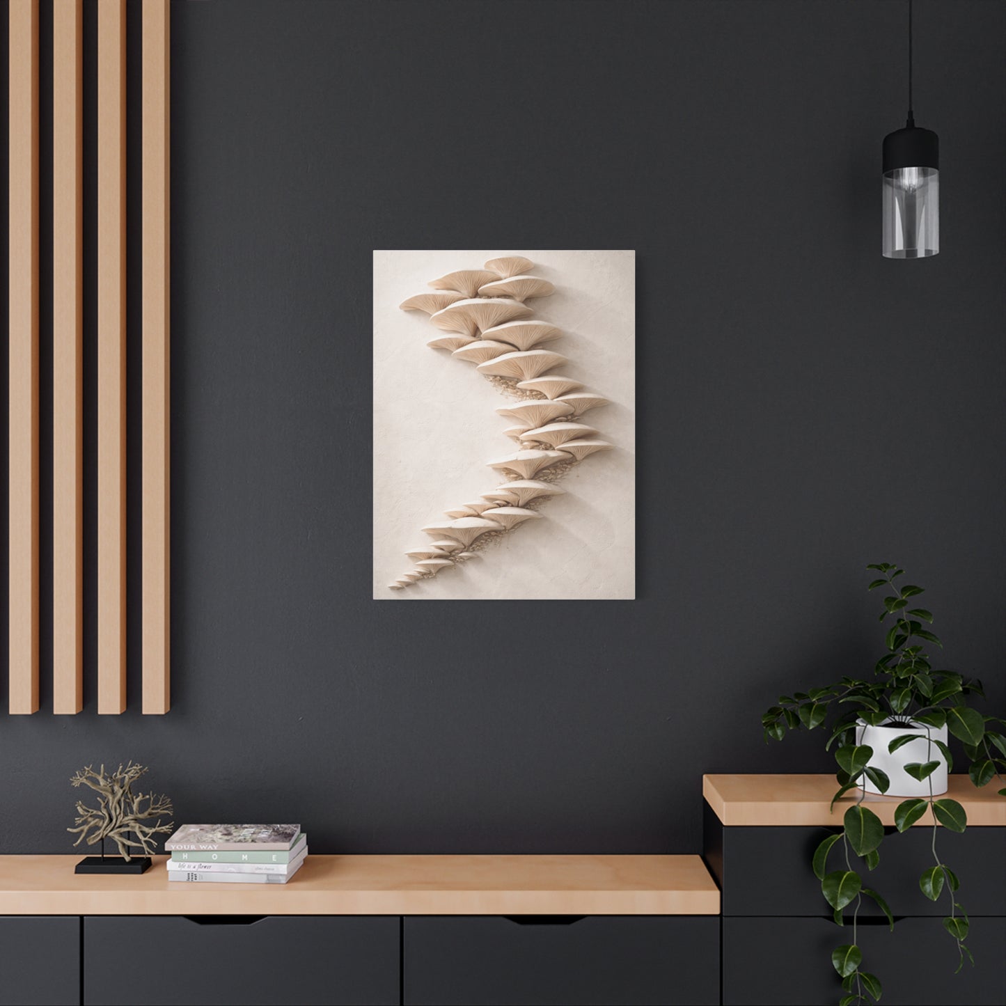Minimalist Sculptural Oyster Mushroom Cascade Wall Art & Canvas Print