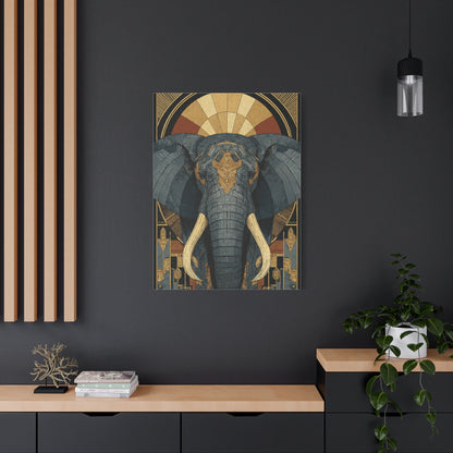 Art Deco Elephant Halo Portrait Wall Art & Canvas Print
