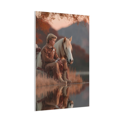 Young Cowboy by the River Wall Art & Canvas Print