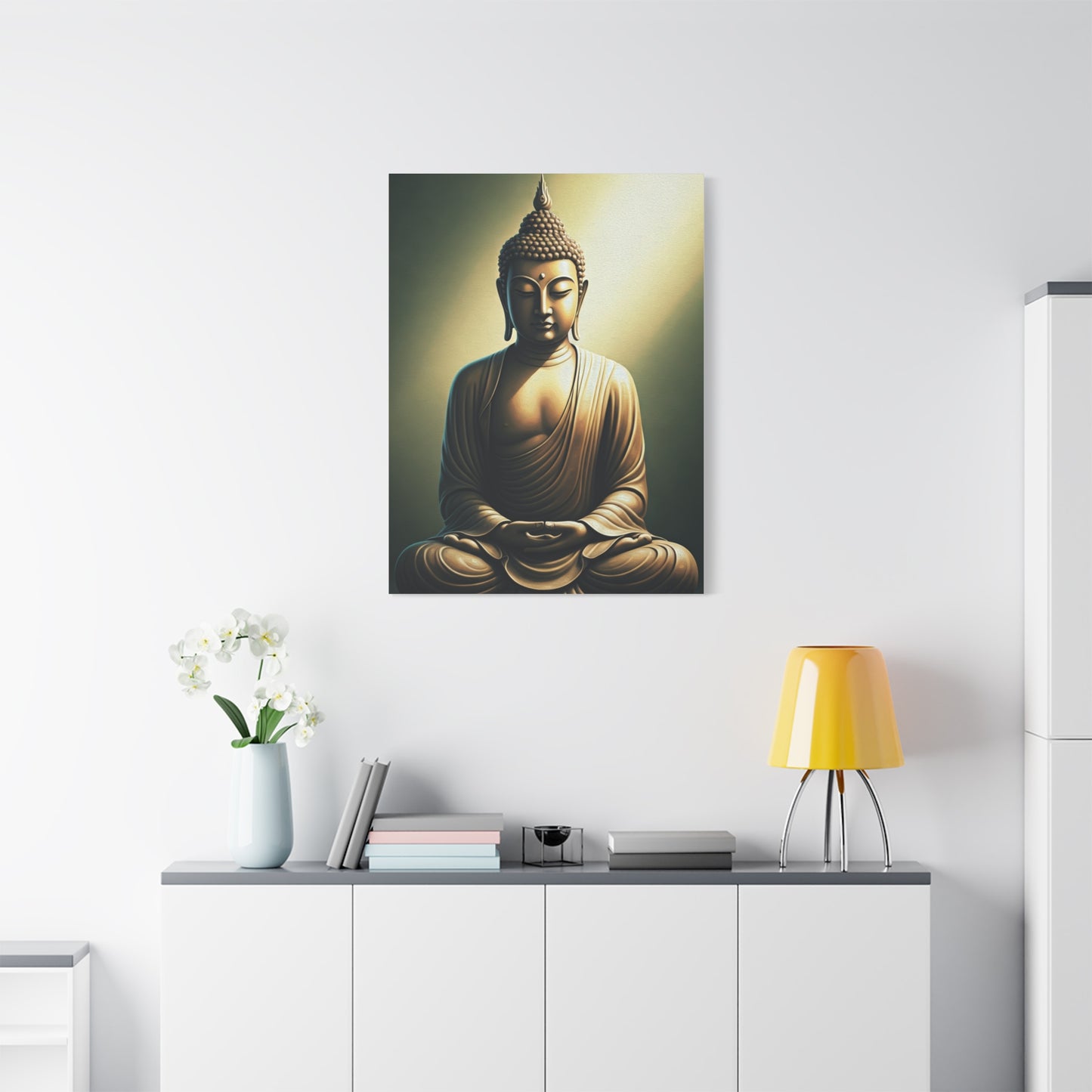 Golden Harmony Buddha Meditation Portrait Wall Art & Canvas Prints