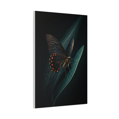 Dark Swallowtail Butterfly on Leaf Wall Art & Canvas Prints