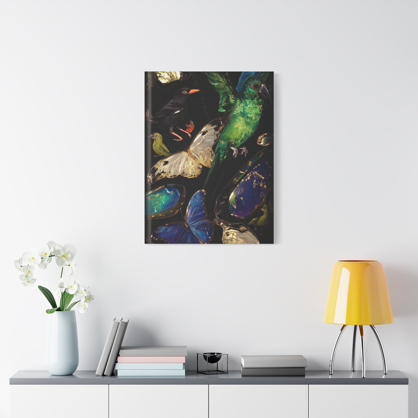 Jewel Tone Birds and Butterflies Wall Art & Canvas Print