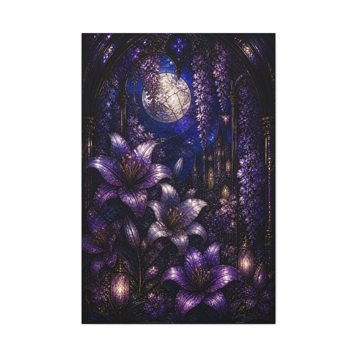 Stained Glass Violet Cathedral Garden Wall Art & Canvas Print