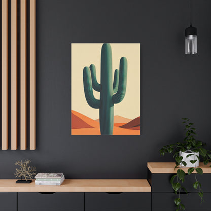 Minimalist Desert Saguaro Landscape Illustration Wall Art & Canvas Prints