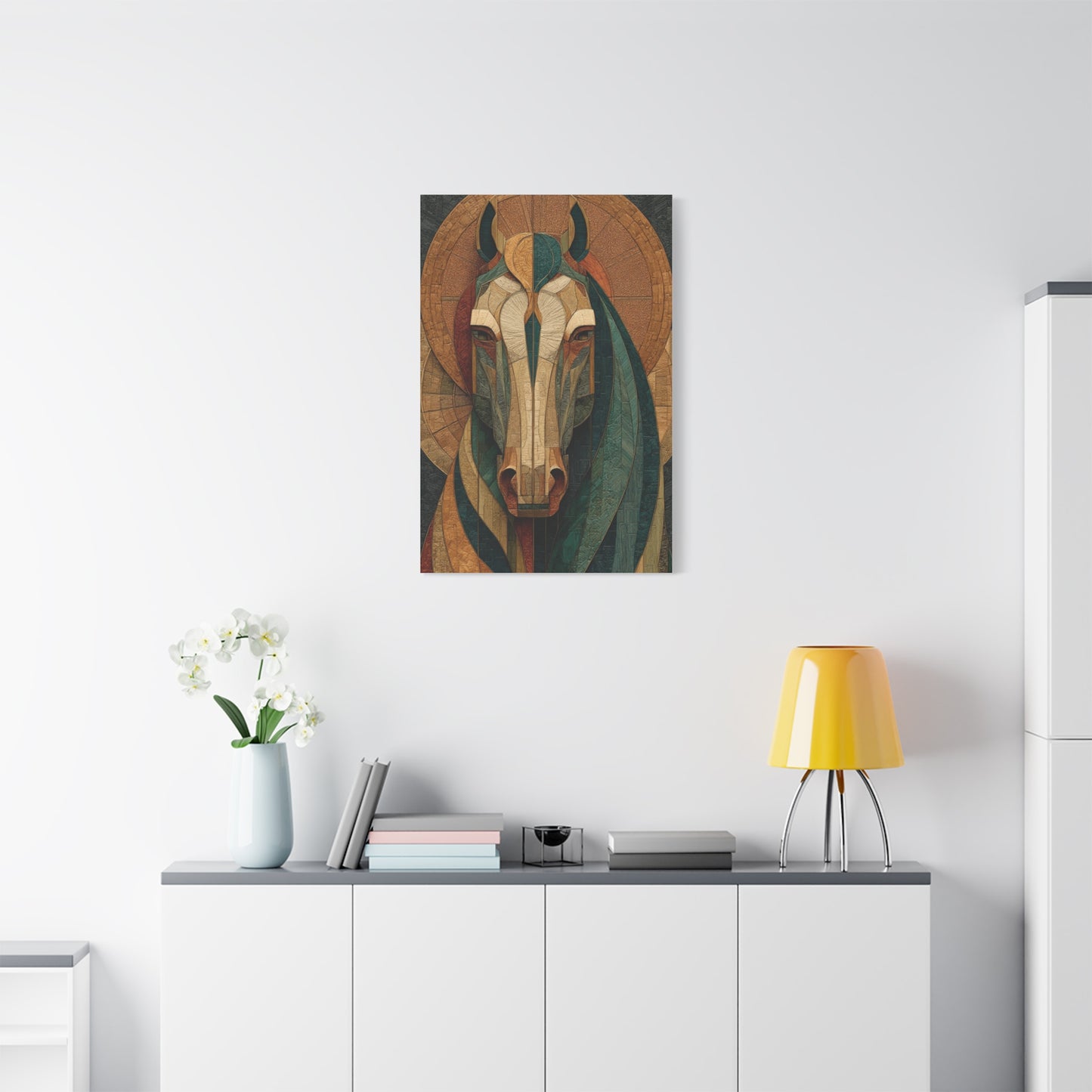 Geometric Equestrian Mosaic Portrait Wall Art & Canvas Print
