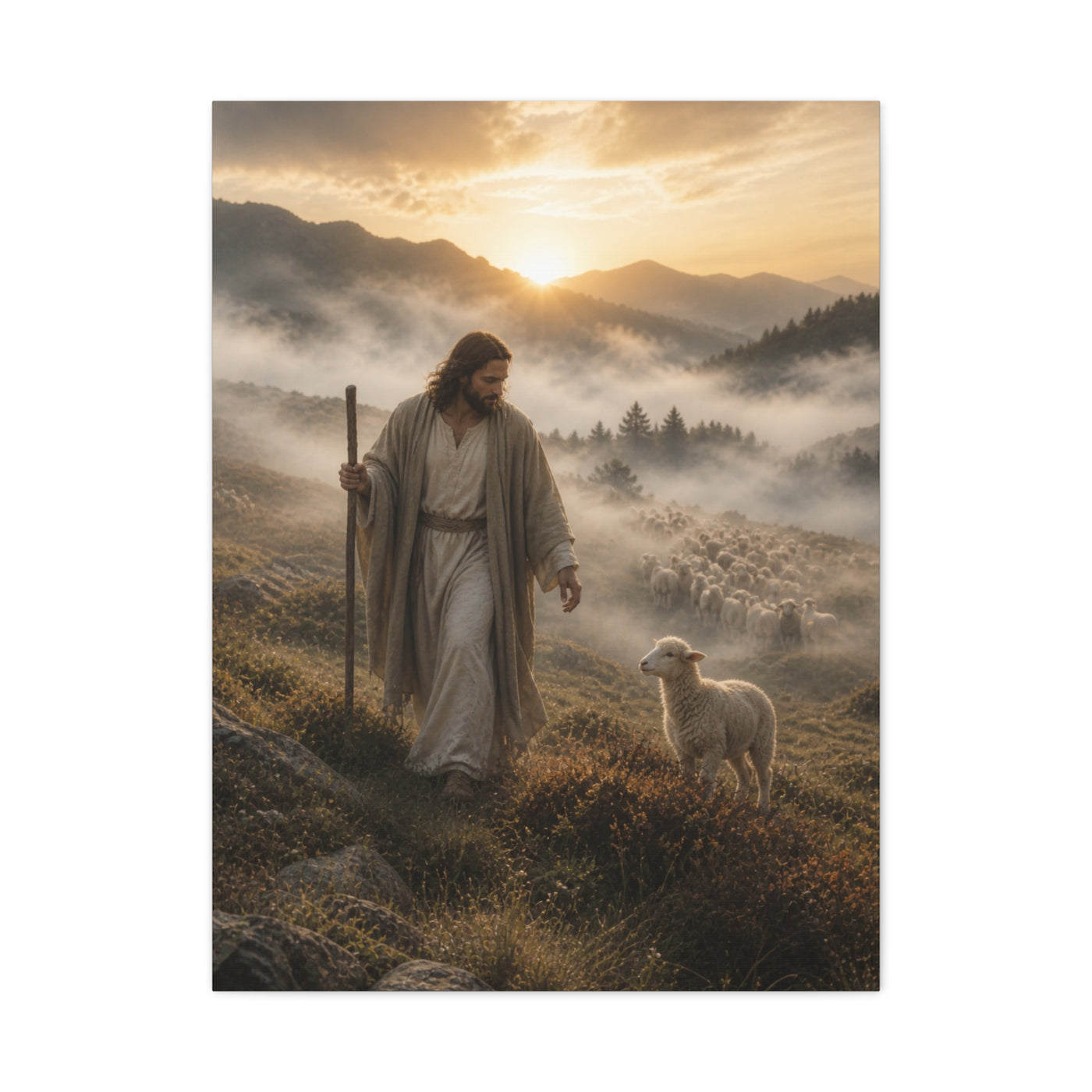 The Good Shepherd with Lamb Wall Art & Canvas Print