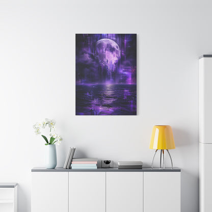 Surreal Violet Moon Glitchscape Wall Art & Canvas Print