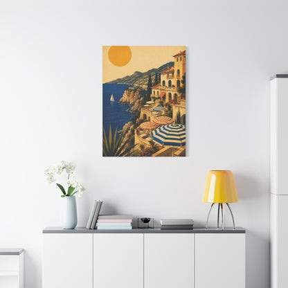 Riviera Coastal Terrace Poster Wall Art & Canvas Print