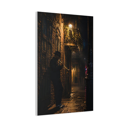 French Quarter Alley Trumpet Scene Wall Art & Canvas Print