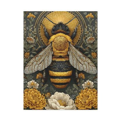 Honey Bee Botanical Folk Mandala Wall Art & Canvas Print