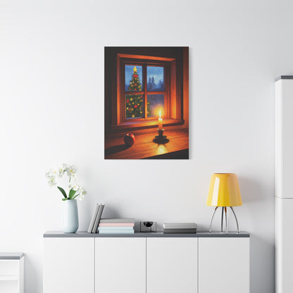 Cozy Christmas Window Candle Scene Wall Art & Canvas Print