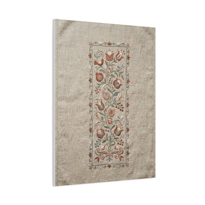 Rustic Folk Botanical Embroidery Strip Wall Art & Canvas Print