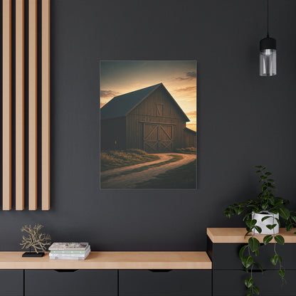 Country Road Barn at Dusk Wall Art & Canvas Prints