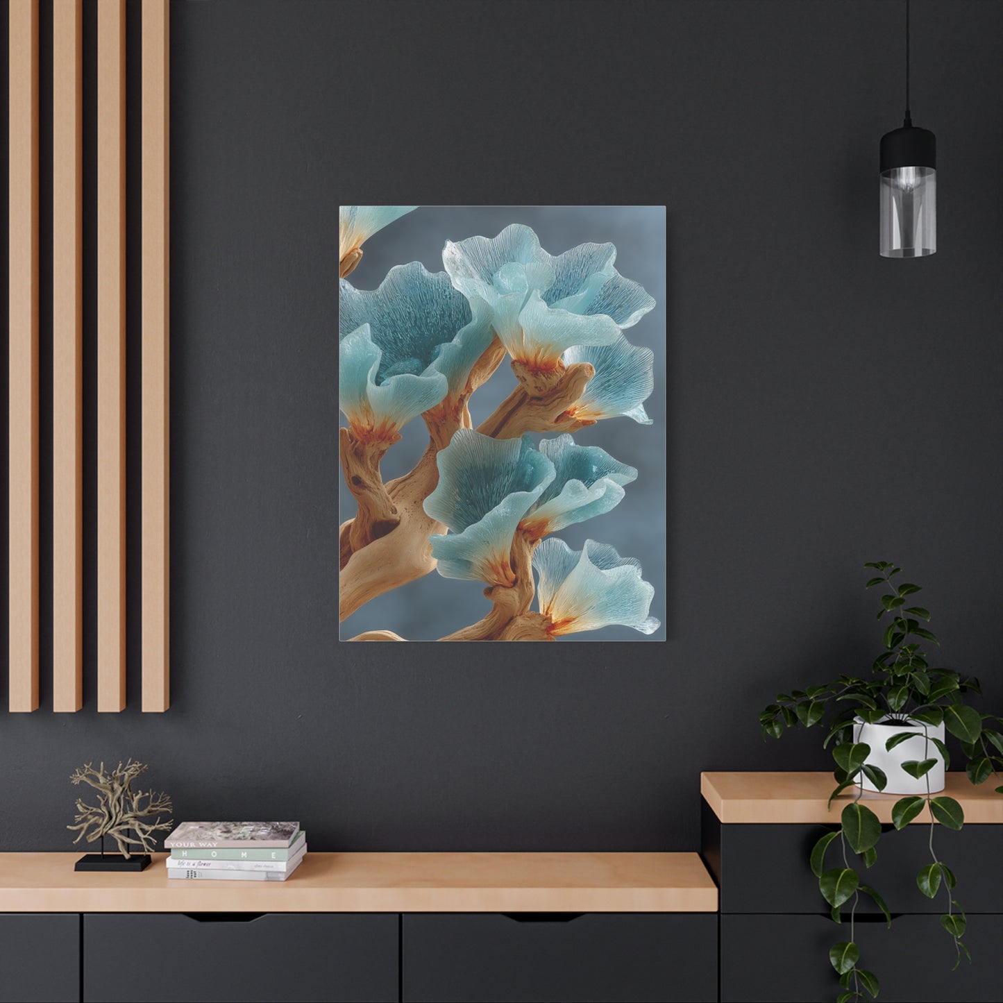 Driftwood and Sea Glass Floral Sculpture Wall Art & Canvas Print