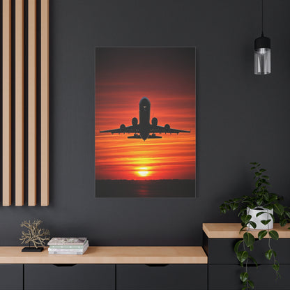 Sunset Departure Jet Silhouette Wall Art & Canvas Prints