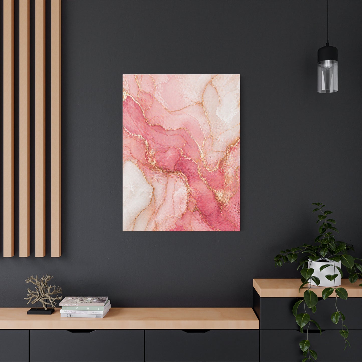 Pink and Gold Marble Flow Wall Art & Canvas Print