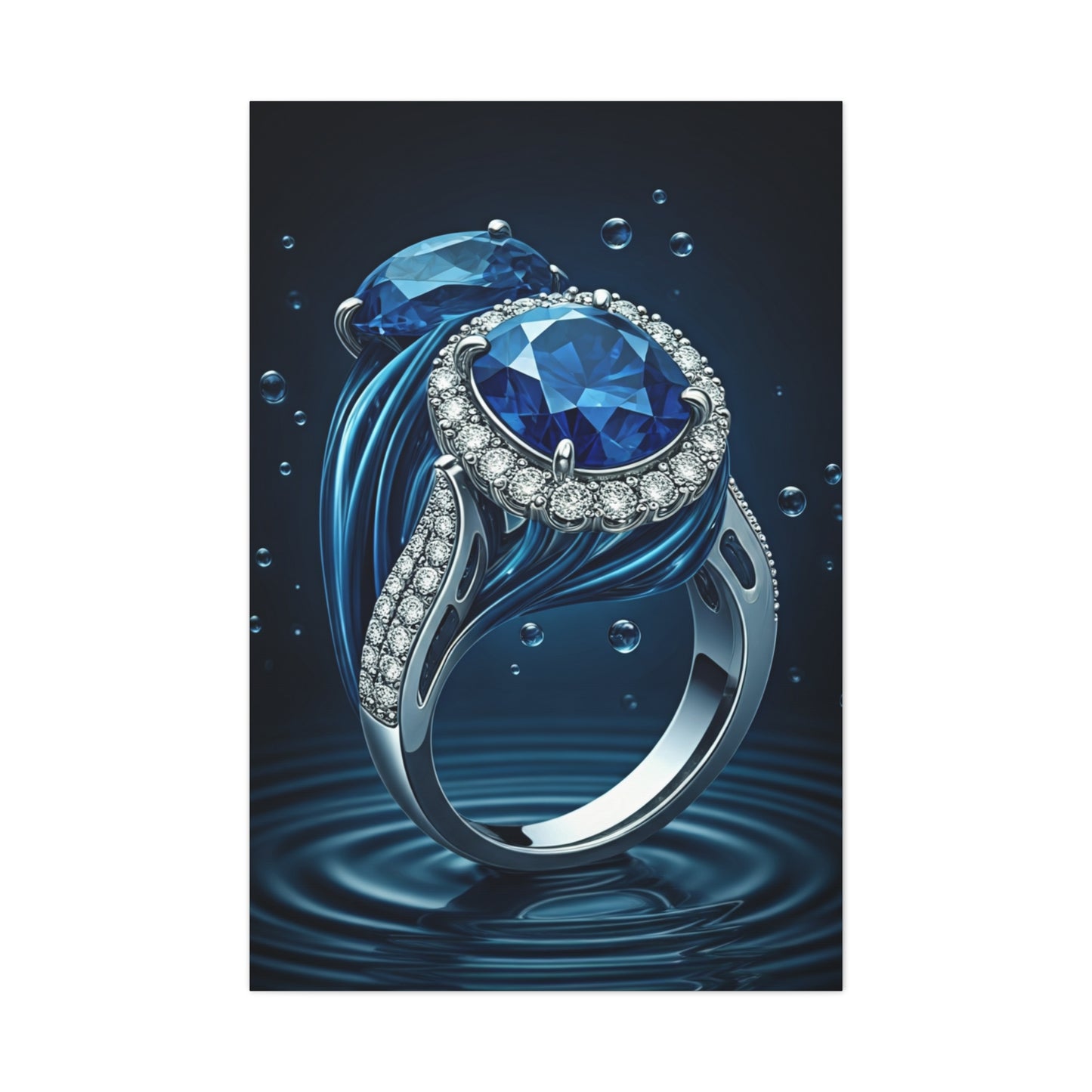 Blue Sapphire Ring in Deep Water Wall Art & Canvas Prints