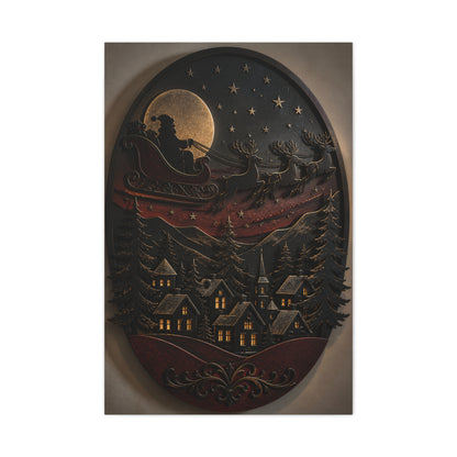 Layered Metal Santa Sleigh Village Wall Art & Canvas Print