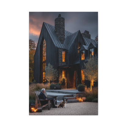 Lavish Black Farmhouse Courtyard Wall Art & Canvas Print
