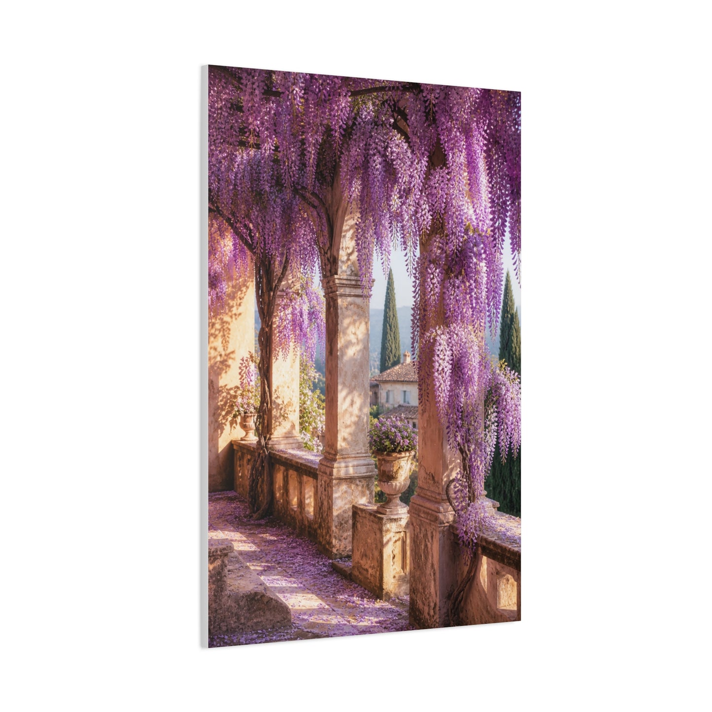Cascading Wisteria Balcony Scene Wall Art & Canvas Print