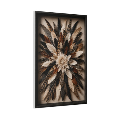 Feather Burst Rustic Shadowbox Wall Art & Canvas Print
