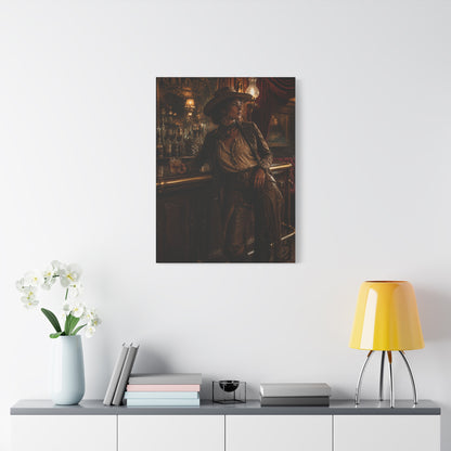 Saloon Cowgirl Cinematic Bar Scene Wall Art & Canvas Print