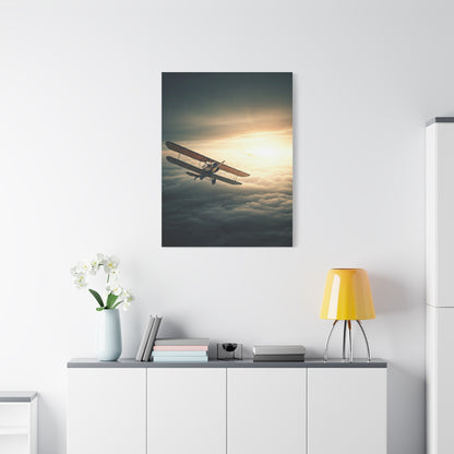 Vintage Biplane Into the Light Wall Art & Canvas Prints