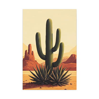 Red Mesa Desert Cactus Landscape Wall Art & Canvas Prints