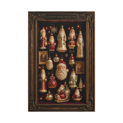Antique Glass Santa Ornament Shadowbox Wall Art & Canvas Print