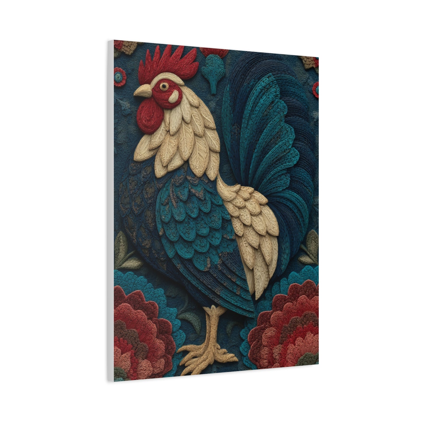Wycinanki Rooster Folk Ornament Wall Art & Canvas Print