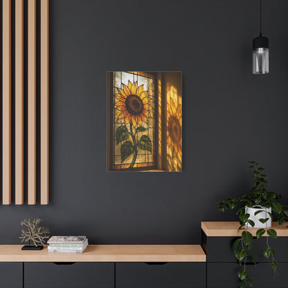 Golden Light Stained Glass Sunflower Wall Art & Canvas Print