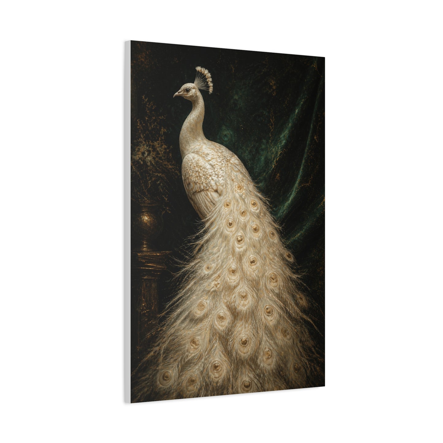 White Peacock Dark Academia Portrait Wall Art & Canvas Print