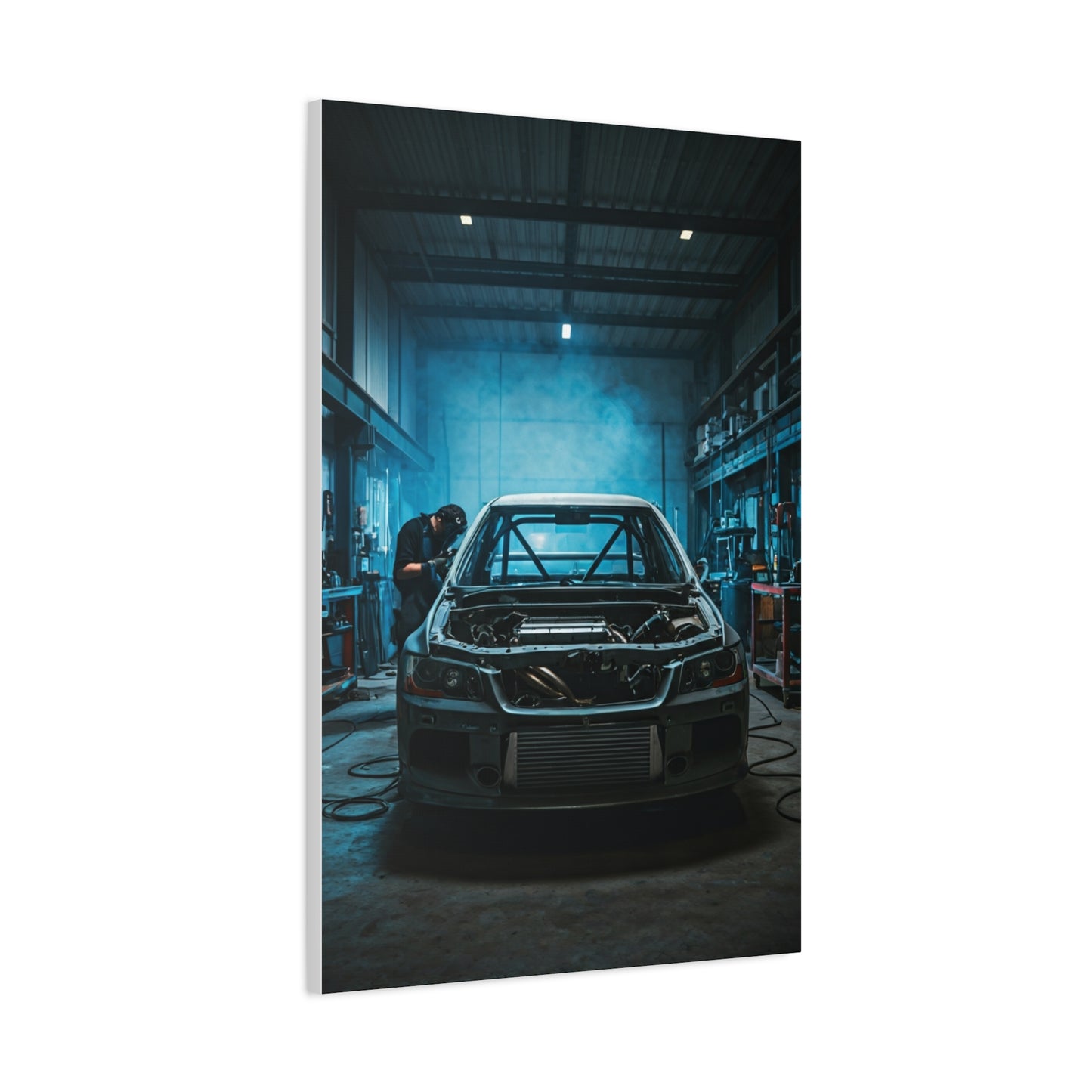 Mitsubishi Lancer Evolution Custom Fabrication Garage Wall Art & Canvas Prints