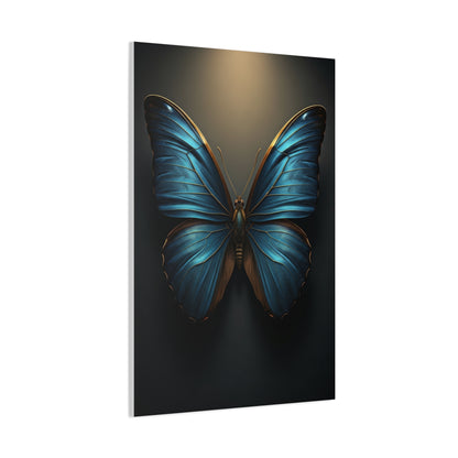 Midnight Blue Butterfly Symmetry Portrait Wall Art & Canvas Prints
