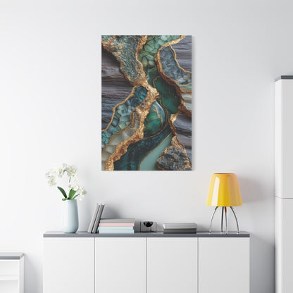 Emerald Geode Gold Vein Abstract Wall Art & Canvas Print