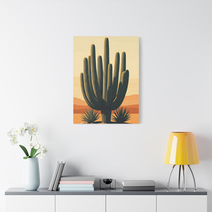 Golden Desert Saguaro Illustration Wall Art & Canvas Prints