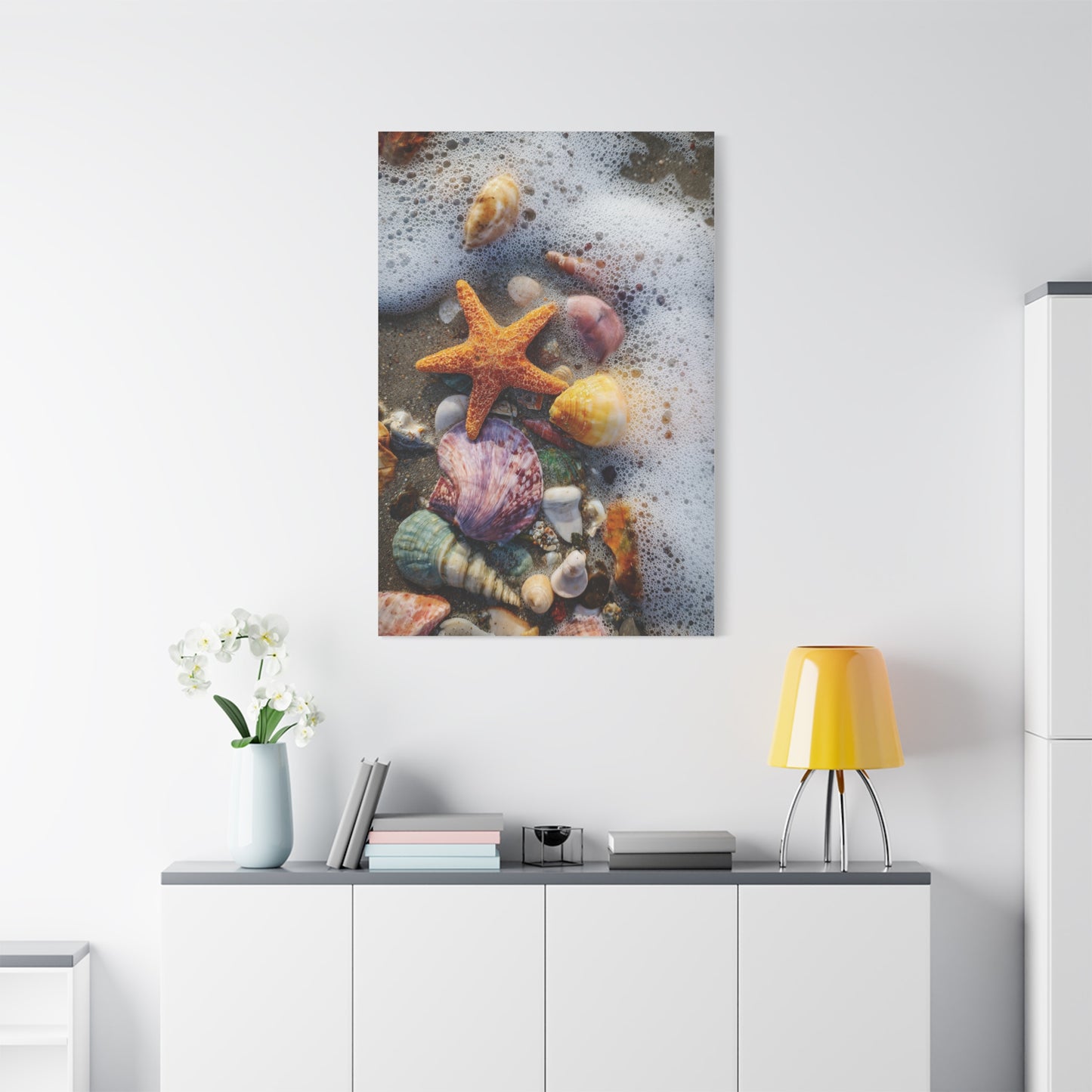 Seashells and Starfish on Ocean Shore Wall Art & Canvas Print