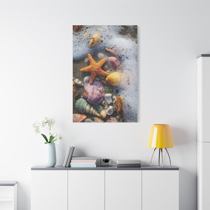 Seashells and Starfish on Ocean Shore Wall Art & Canvas Print