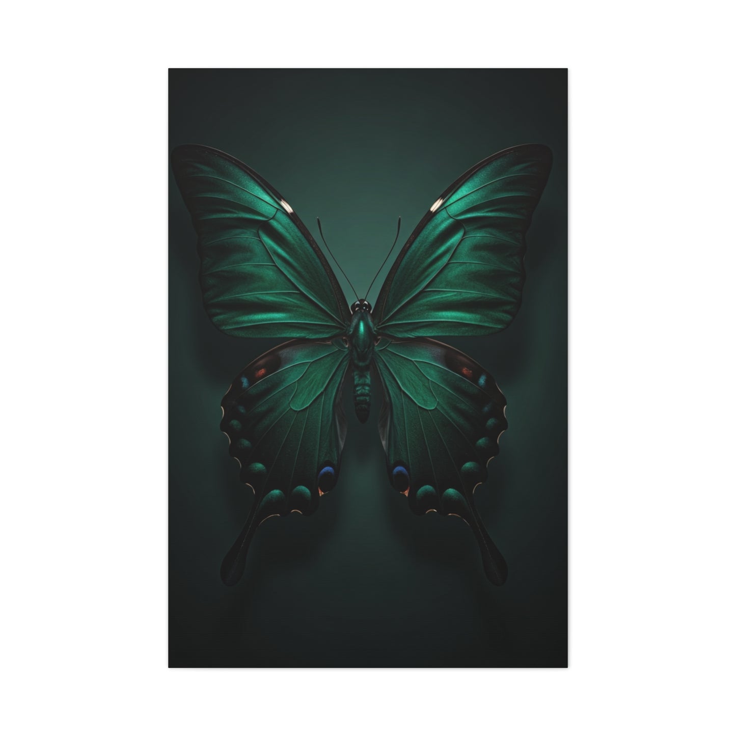 Symmetrical Emerald Butterfly Portrait Wall Art & Canvas Prints