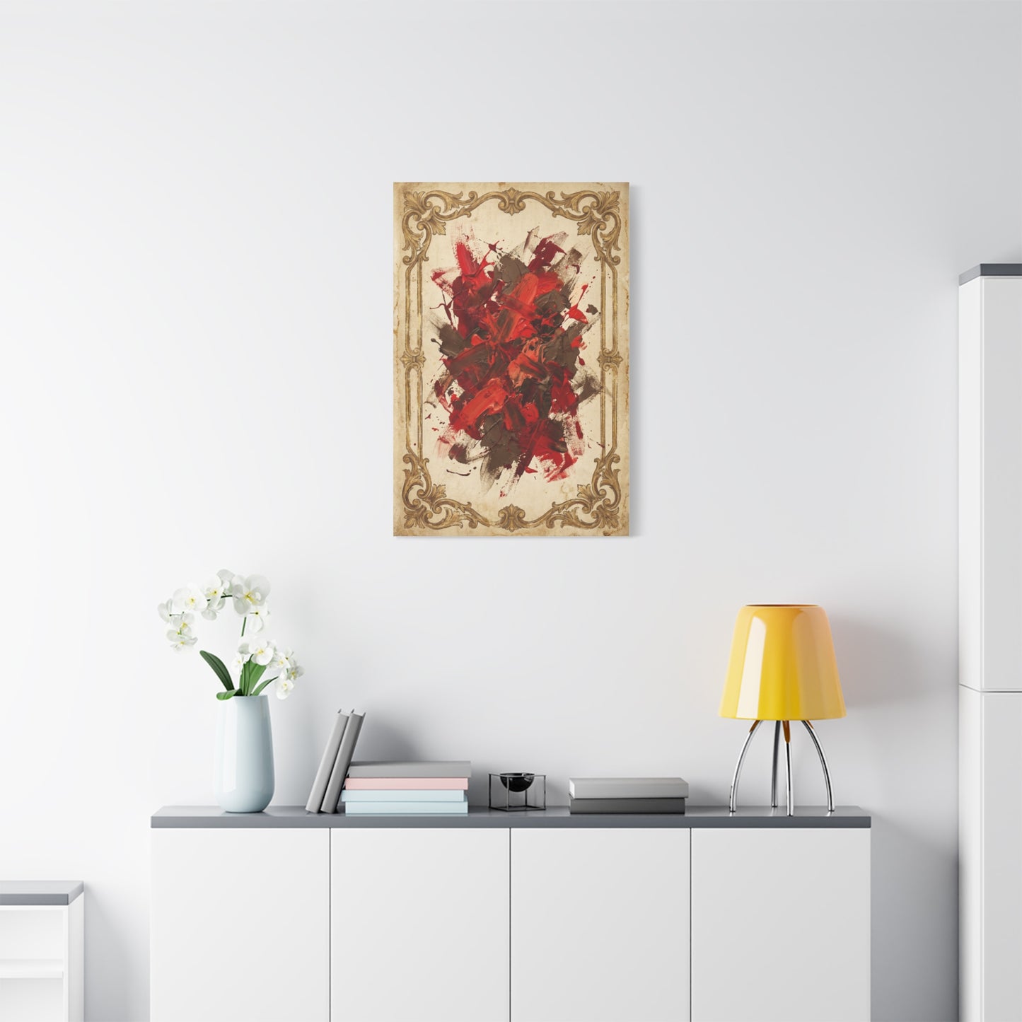 Vintage Framed Red Expressionist Composition Wall Art & Canvas Print
