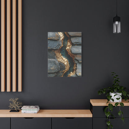 Black and Gold Abstract River Texture Wall Art & Canvas Print