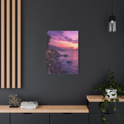 Violet Coastal Sunset Landscape Wall Art & Canvas Print