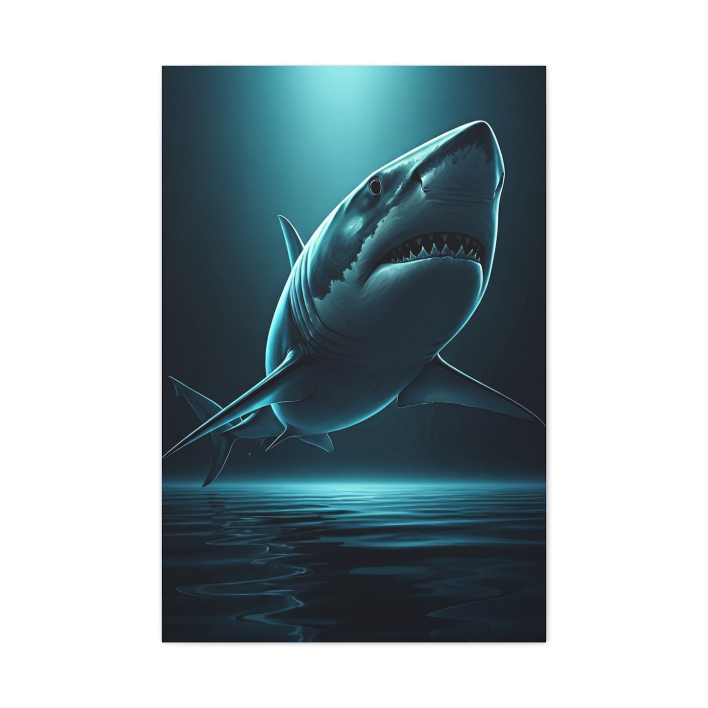 Great White Shark in Deep Blue Waters Wall Art & Canvas Prints